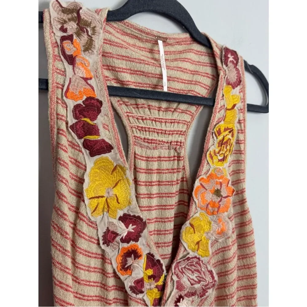 FREE PEOPLE | Frida Floral Striped Wrap Style V-Neck Tank Women’s Size Small